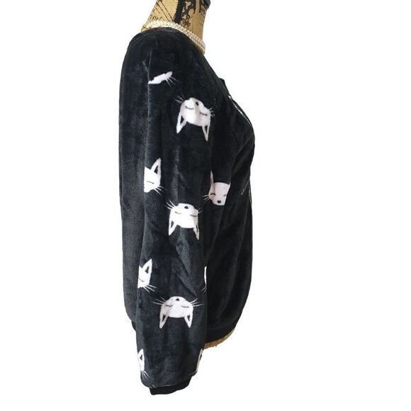 Women's Plush Sweater Sequin Kitten So Soft Black Pullover Sweatshirt M NWOT - Picture 5 of 8
